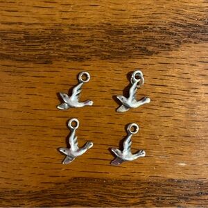 Vintage Small Sterling Silver Flying Swallow Sparrow Charm Lot- 4